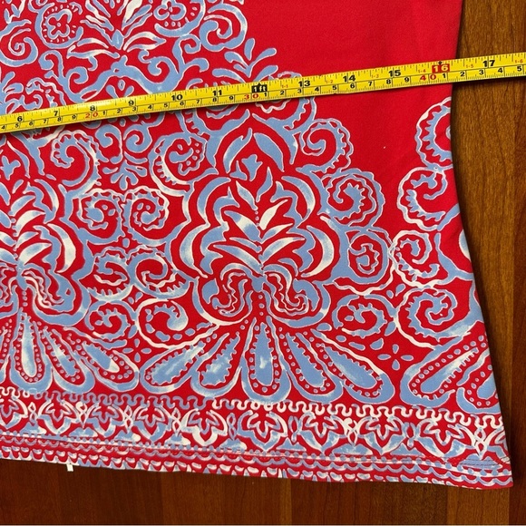 J. McLaughlin Catalina Cloth Blue Red Floral Damask Print Top Small 3/4 Sleeve - Picture 9 of 11